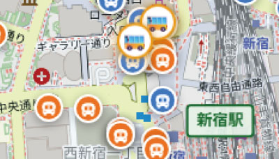 バス停が、地図にずらり。